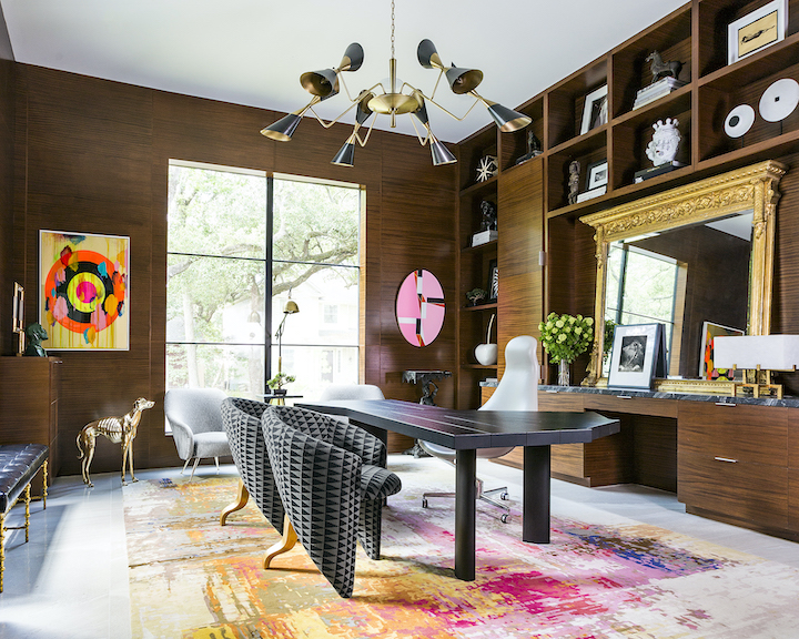 vibrant colors in a high end home office