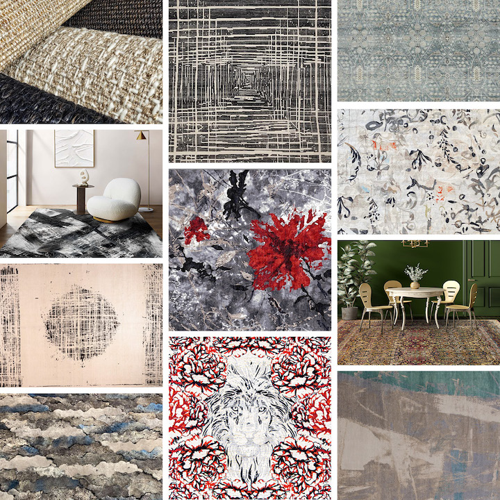 montage of area rugs at cover connect show