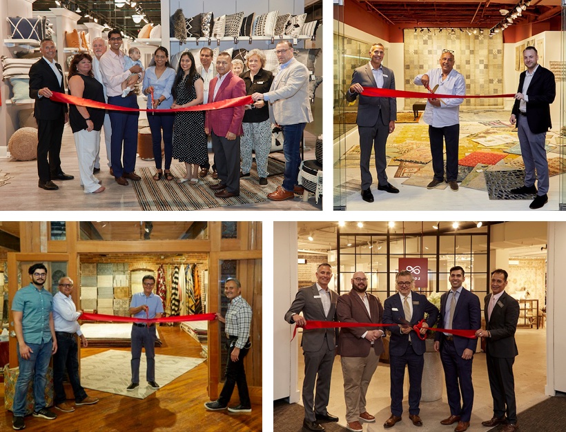 collage of rug showroom ribbon cuttings