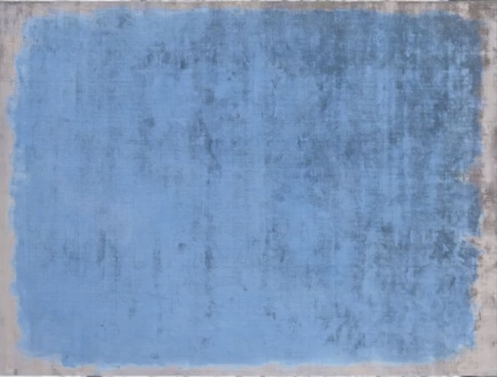 abstract minimalist rug in cool blue