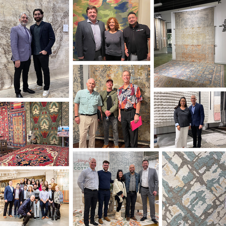 RugNews montage of Vegas winter market buyers and new rugs