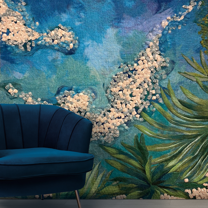 A lamontage jungle inspired wall covering