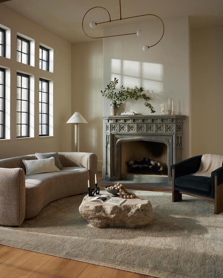 Living room scene with Loloi textural new rug