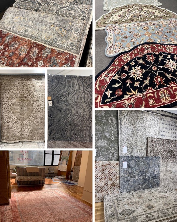montages of top rugs at NY Home Fashions Market