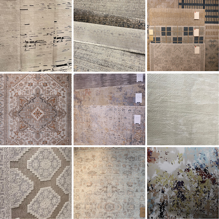 montage of new rugs at New York Home Fashions Market spring 2023