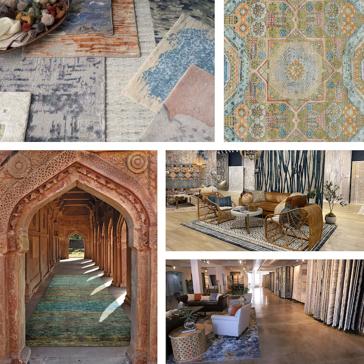 montage of 2022 rugs and showrooms