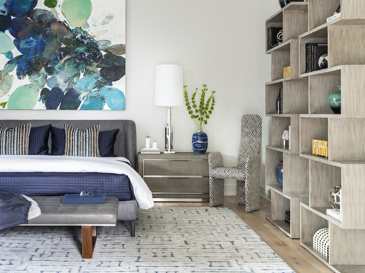 bedroom with geometric rug