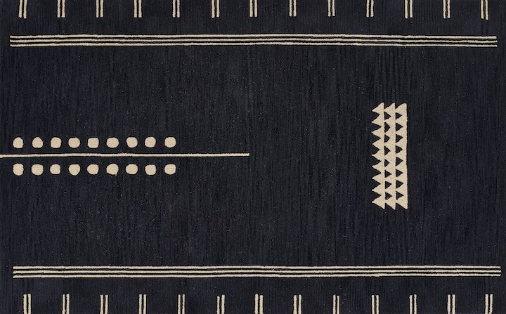 simple navy and ivory geometric designed rug