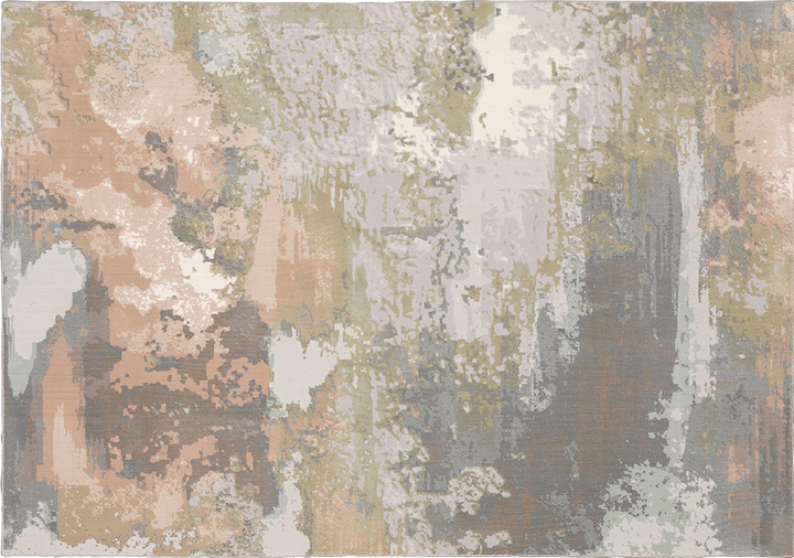 abstract rug in creams blush and moss
