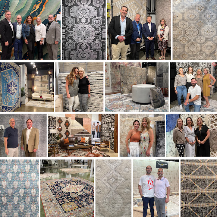 collage of new Vegas market area rugs and buyers