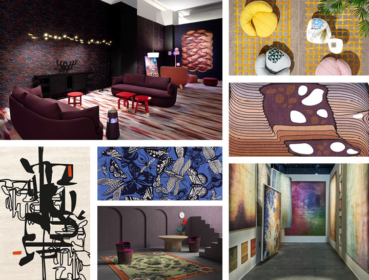 montage of cutting edge area rugs featured in Milan