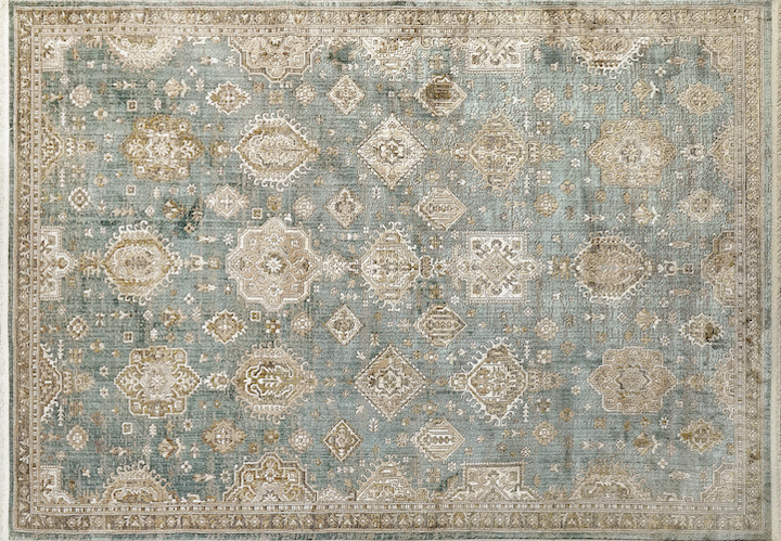 updated classic rug design Ella rug in pale blues and browns