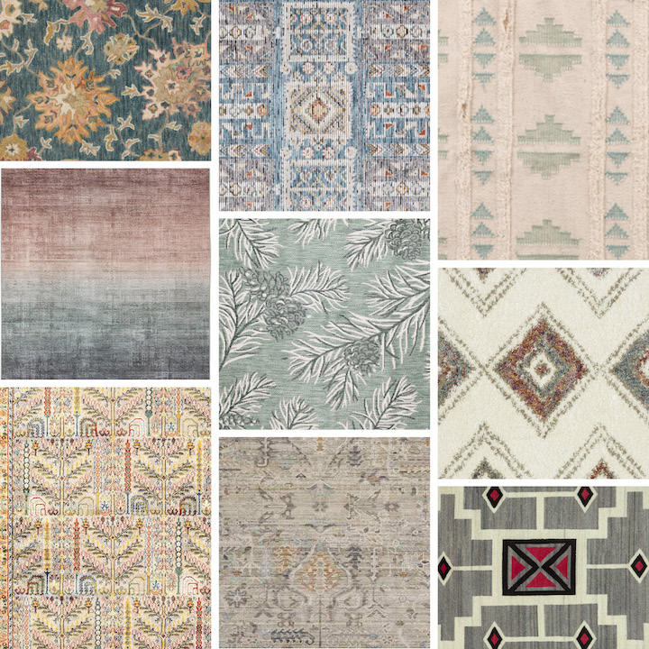 collage of area rugs
