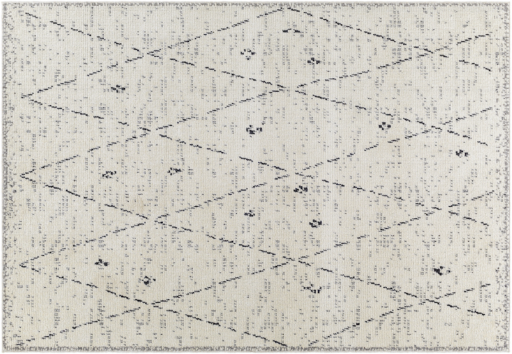 image of diamond motif cream and charcoal rug