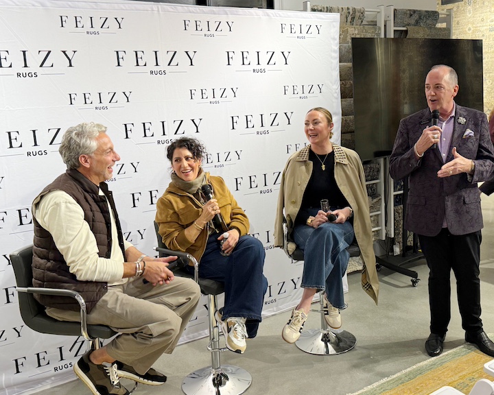 Photo of Designer Thom Filicia and Feizy's Michael Bauer with Carolina V. Gentry and Beth Dotolo