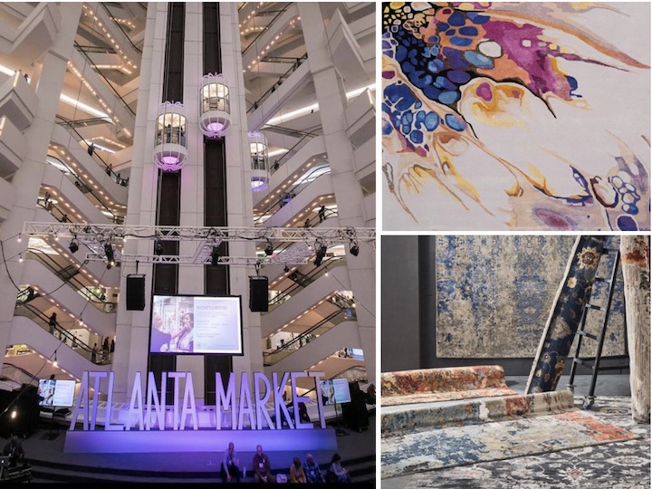collage of AmericasMart atrium and rug displays