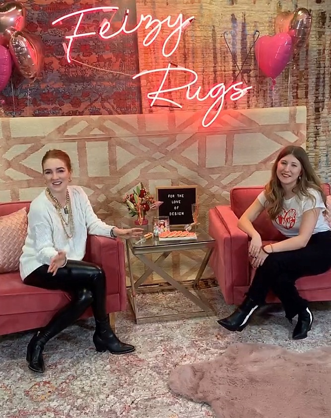 Feizy's Lloyd and Maggie sit in pink rug display