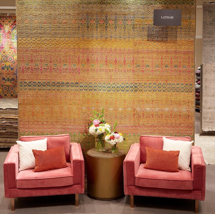 colorful tribal design area rug display