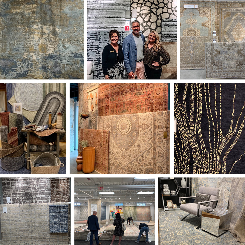 collage of rug displays and showrooms