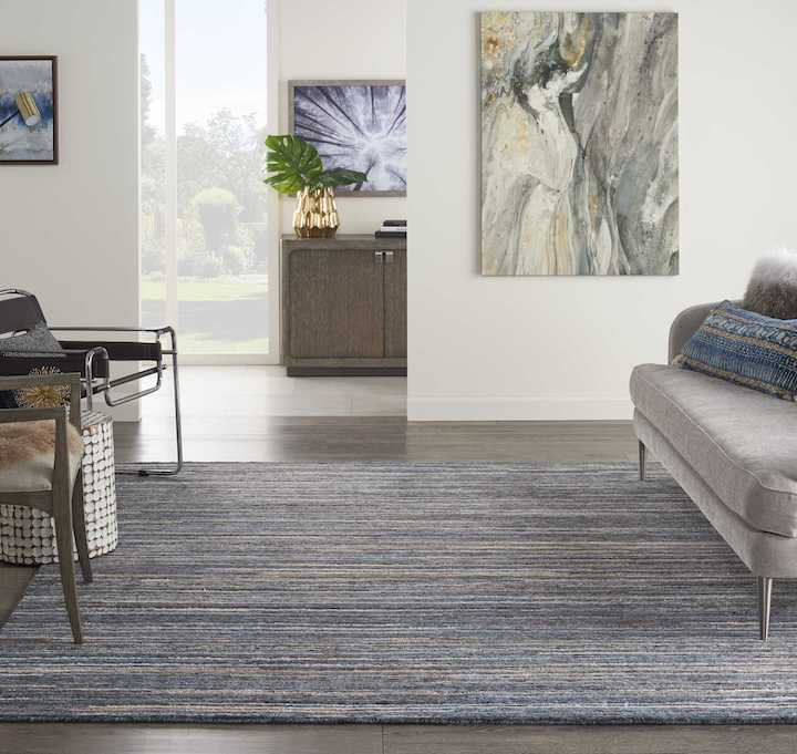 simple blue stated rug