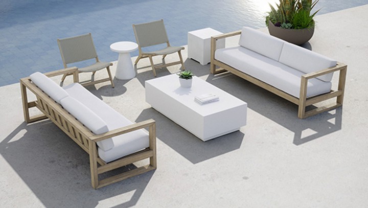 simple teak outdoor seating area