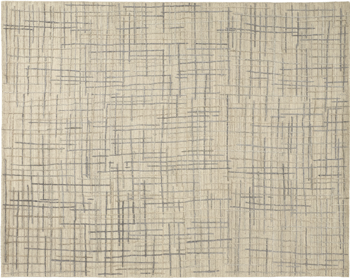 modern grid-like rug in cream and gray