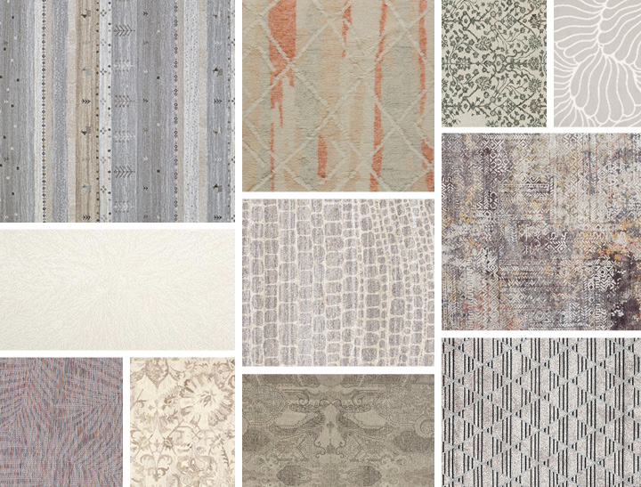 collage of new neutral area rugs