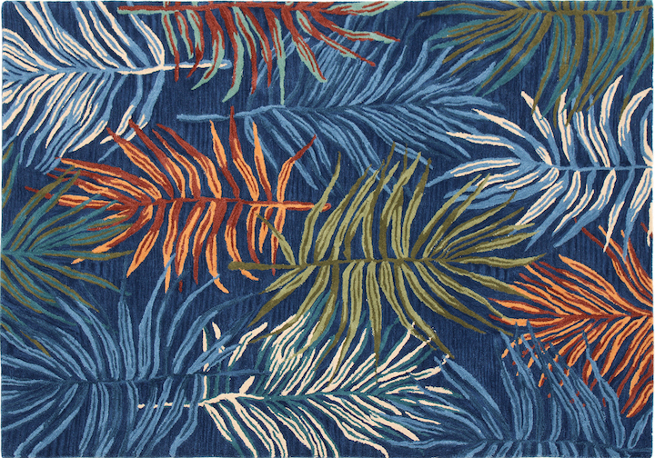 contemporary palm leaf design rug
