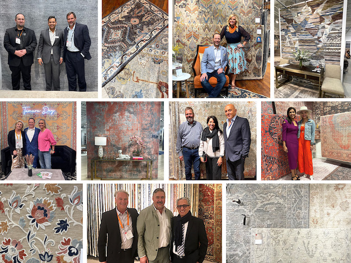 montage of rug buyers and area rugs at high point market