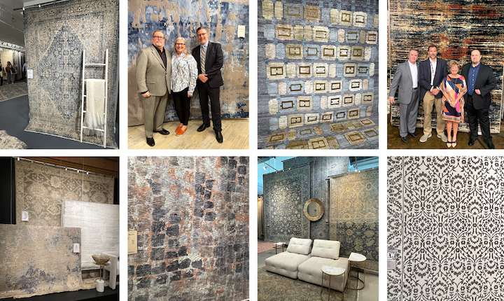 montage of rug buyers and area rugs at high point market