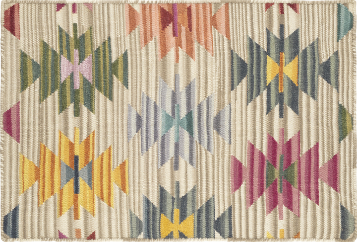 a modern colored wool Kilim area rug