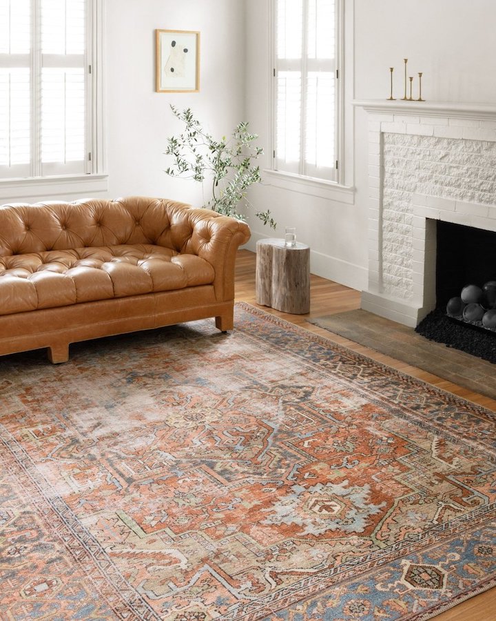 a Loloi printed medallion style rug in tarracotta colorway