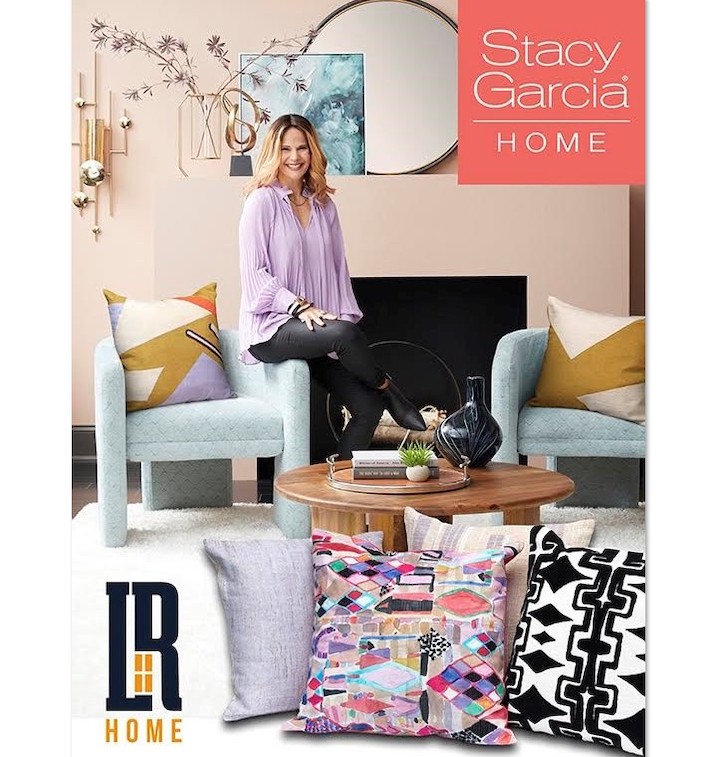 graphic by LR Home featuring Stacy Garcia and her new pillows