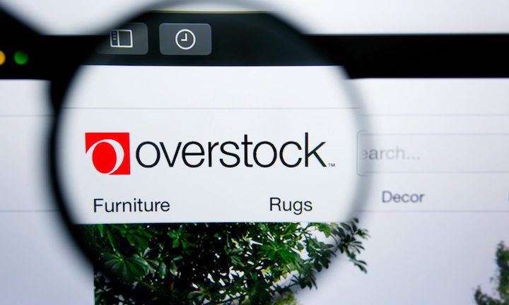 image of overstock logo on top of company's website