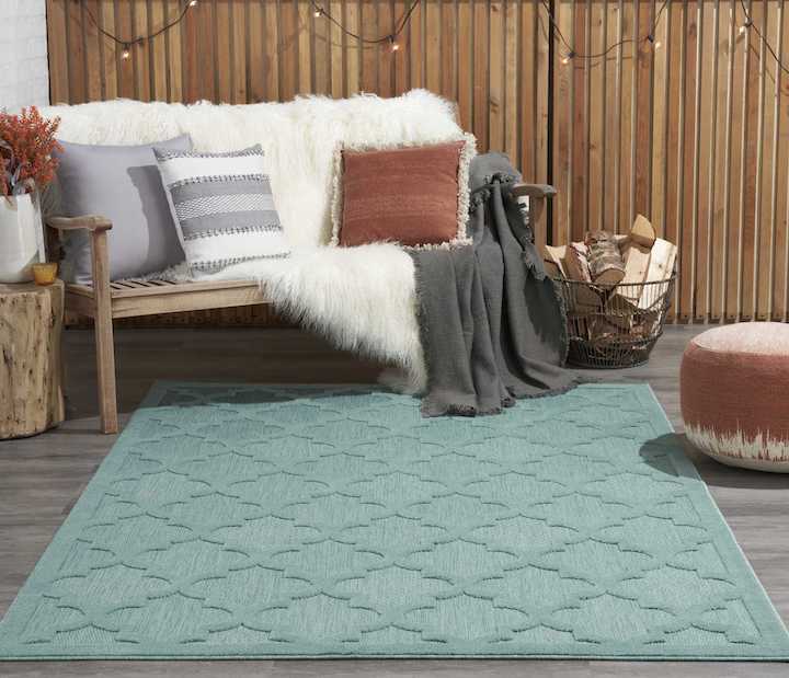 outdoor easy care teal rug