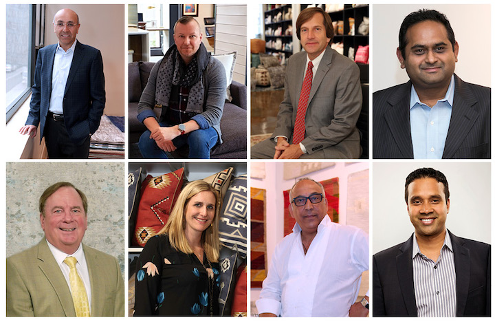 portraits of eight area rug executives
