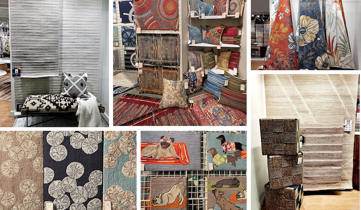 A montage of Trans-Ocean mats and LR Home natural rugs from Atlanta