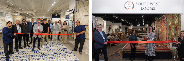 Exquisite Rugs and Southwest Looms execs cut the ribbons on new showrooms