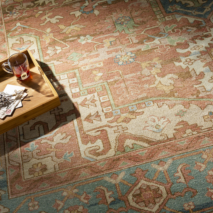 image of a vintage inspired classic design hand knotted rug