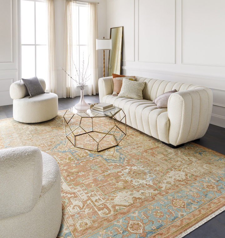 image of a Surya traditional style hand-knotted rug in a contemporary living room