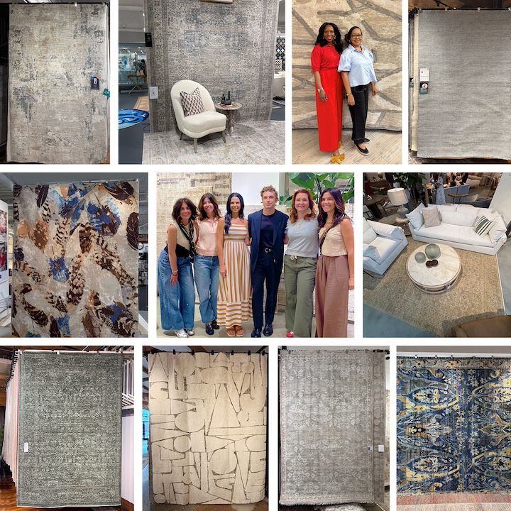rugnews.com montage of new rugs and people at spring HPMKT 2025