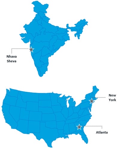 Map of India & The United States