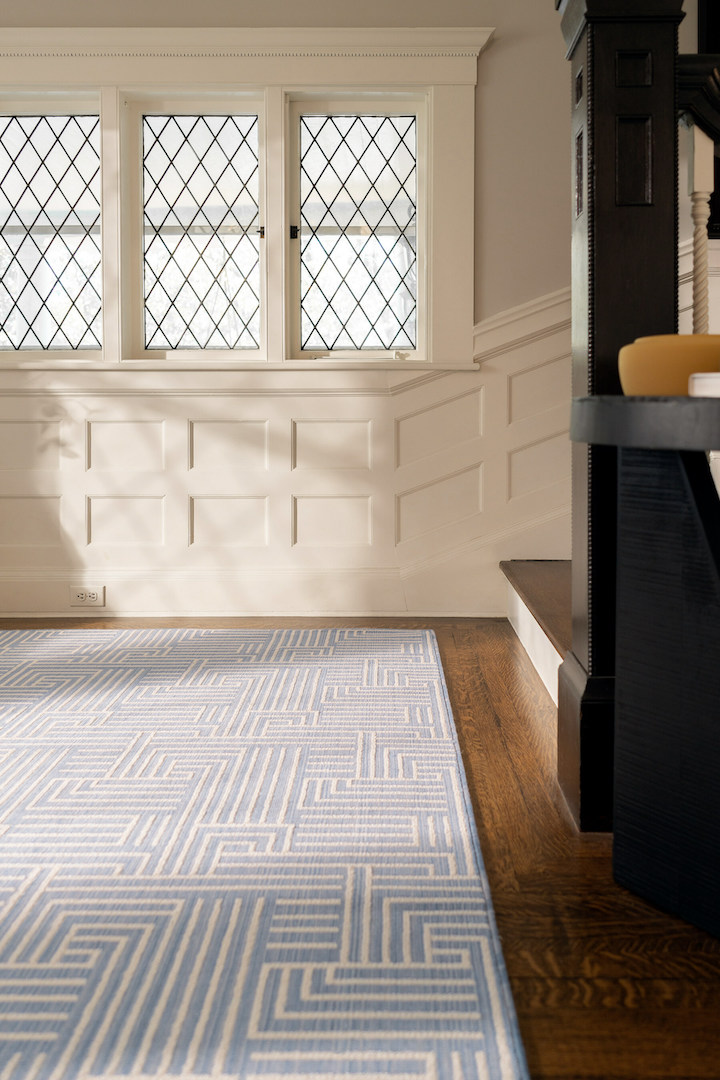 Ernesta's geometric Evelyn rug in ocean