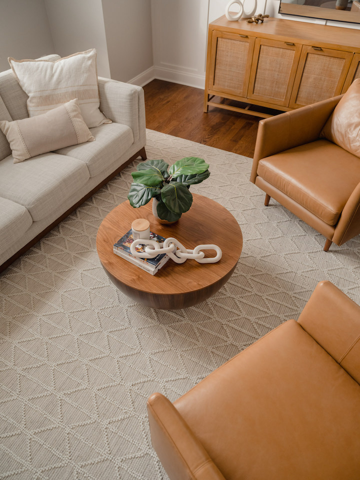 ivory rug with raised geometric design from Ernesta