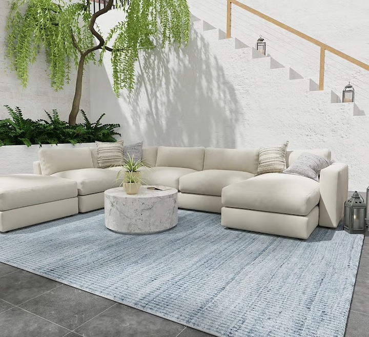 Thom Filicia Limerick collection rug in outdoor scene