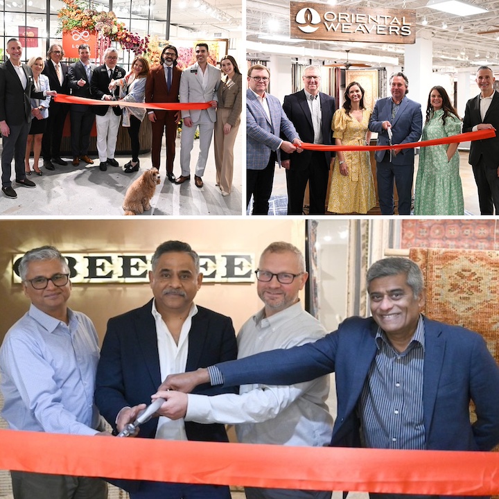 Collage of Rug Showrooms cutting the ribbon on their new spaces