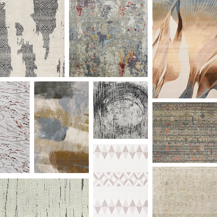 montage of new area rugs debuting at Las Vegas Market