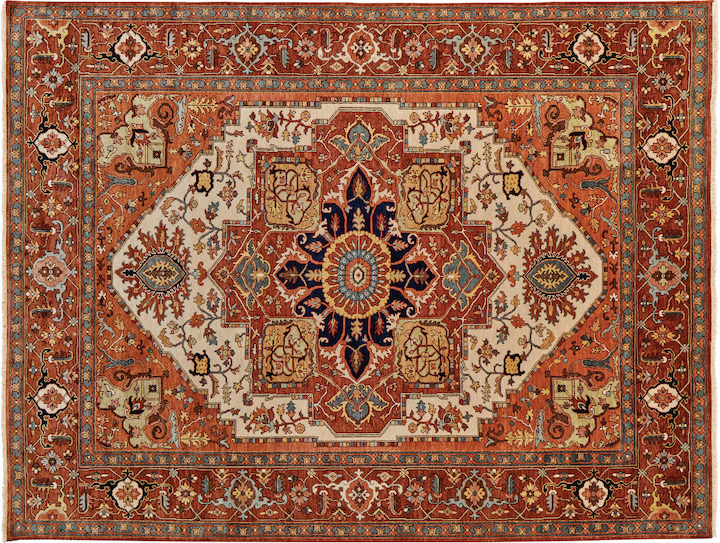 fiezy medallion motif rug in rust tones