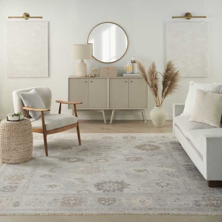 Nourison aldora Oushak style rug in livingroom