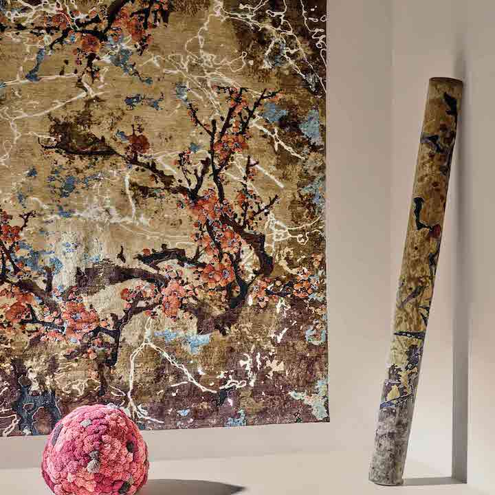a dimensional area rug design inspired by Impasto artwork